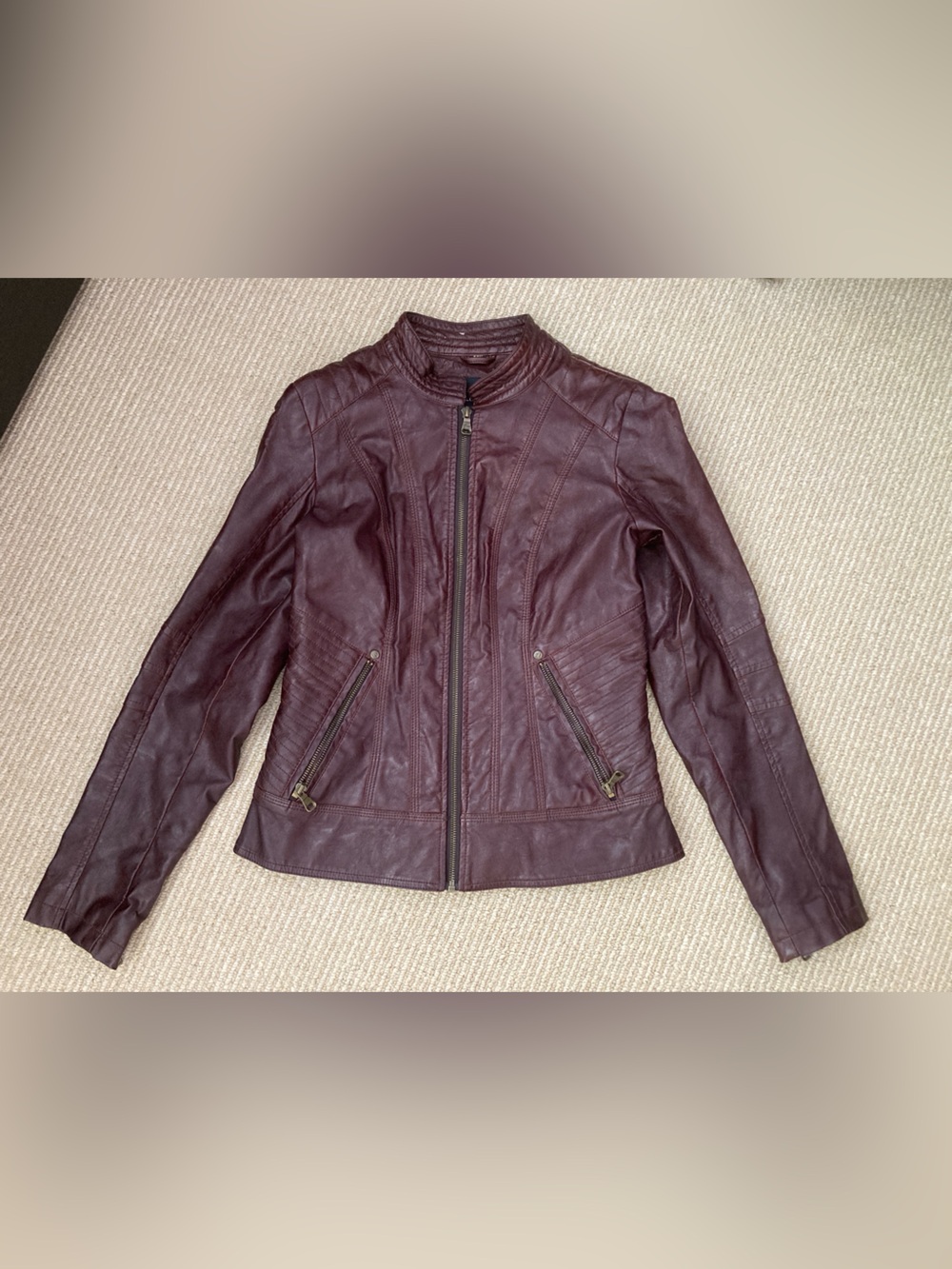 GUESS Faux Leather New Java Jacket Sz S